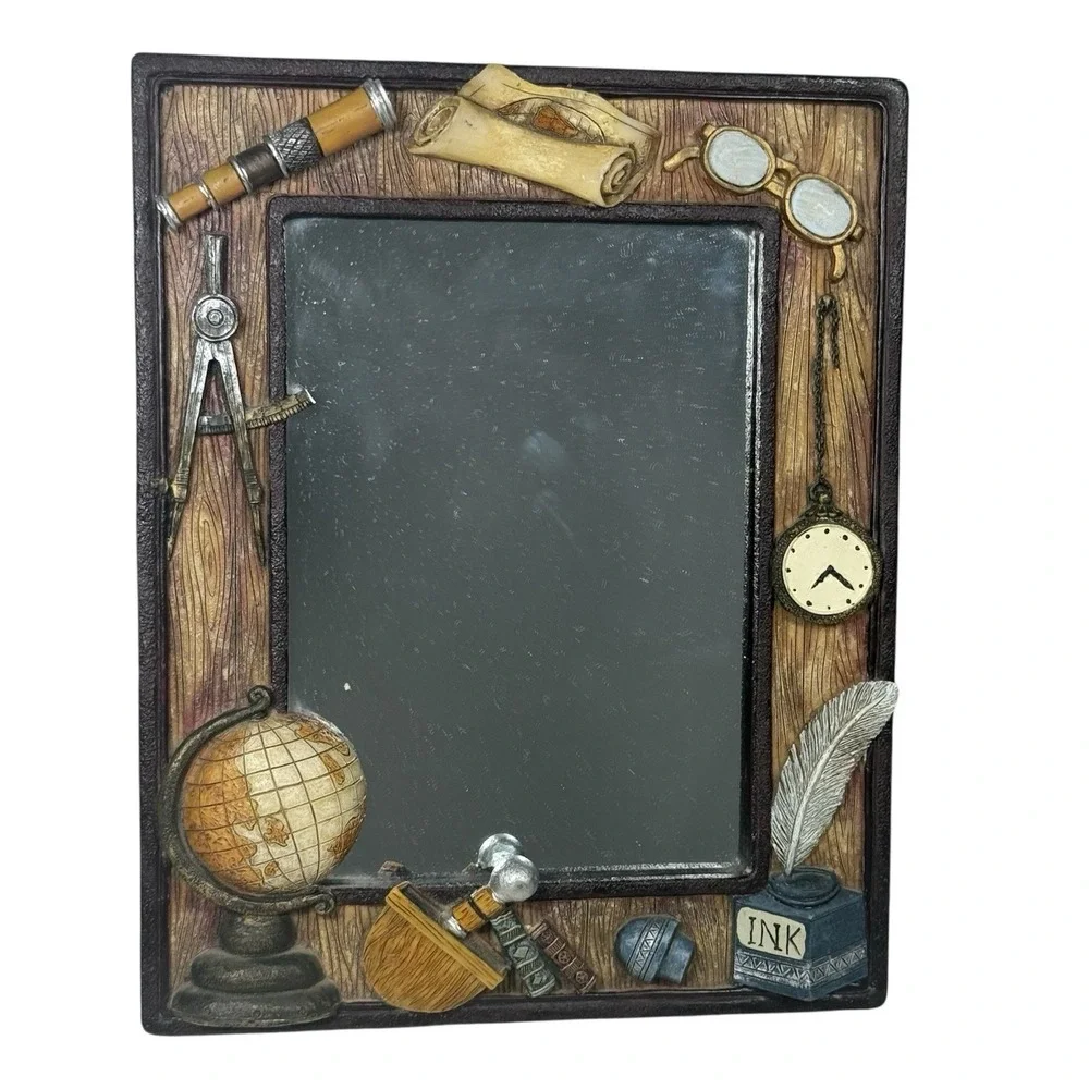 Decorative Mirror With Vintage Explorer Frame EUC
